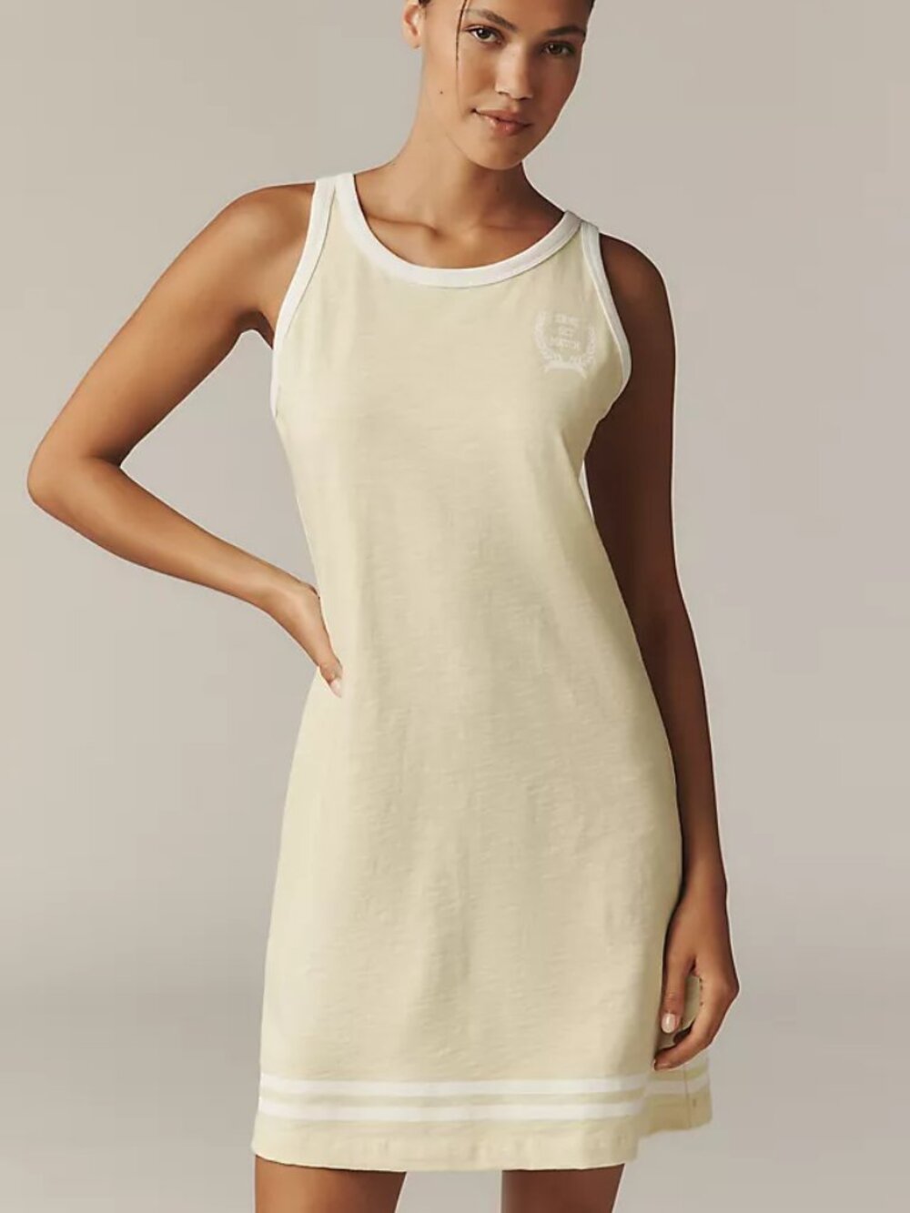 ANTHROPOLOGIE SUNDRY Racer Cotton Mini Dress, Yellow, Women's Size Medium